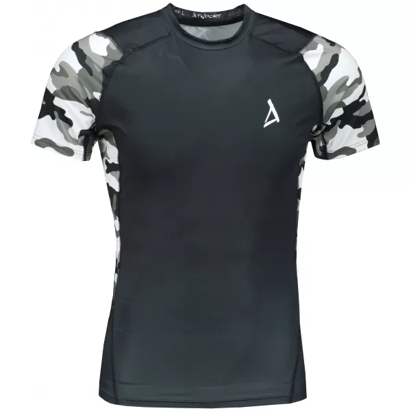  Tricou de compresie funcțional premium cu mâneci scurte pentru bărbați ALTISPORT VOJ/ALM038TR04 ALB-NEGRU 
