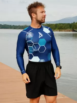 Tricou de compresie funcțional premium pentru bărbați ALTISPORT VOJ/ALM037TR03 ALBASTRU MARIN