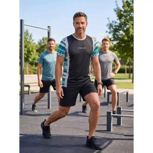  Tricou funcțional premium pentru bărbați ALTISPORT VOJ/ALM043TR01 NEGRU ȘI ALBASTRU 