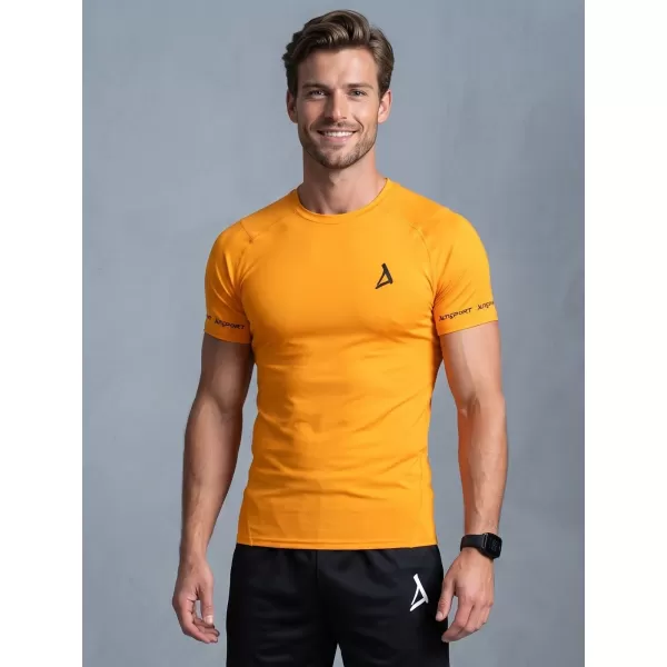  Tricou de compresie funcțional premium cu mâneci scurte pentru bărbați ALTISPORT VOJ/ALM000TR04 PORTOCALE 