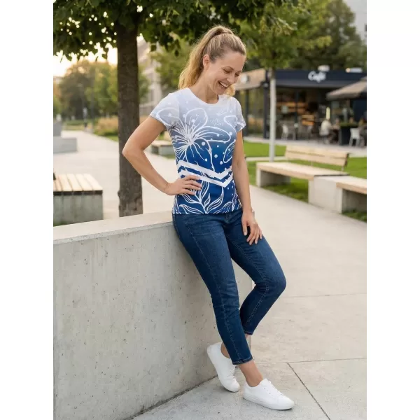 Tricou funcțional premium pentru femei ALTISPORT VOJ/ALW045TR01 BLEUMARIN/ALB 