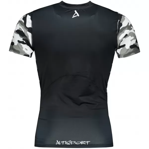  Tricou de compresie funcțional premium cu mâneci scurte pentru bărbați ALTISPORT VOJ/ALM038TR04 ALB-NEGRU 