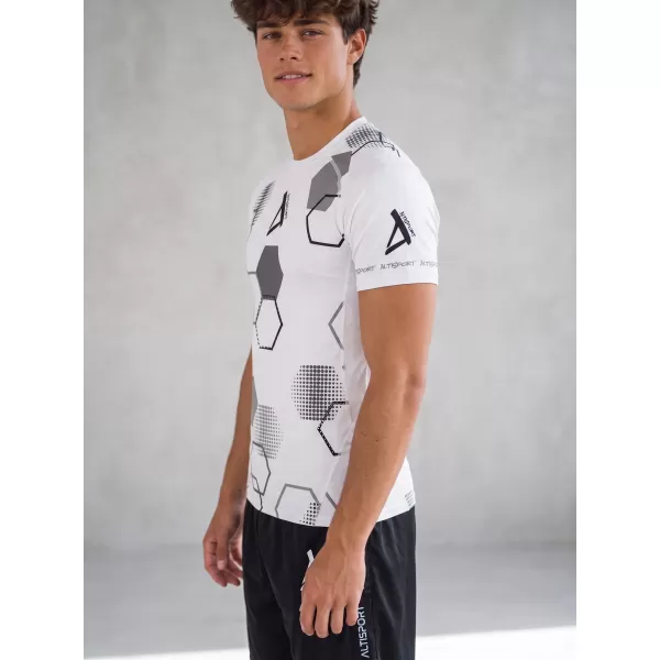  Tricou de compresie funcțional premium cu mâneci scurte pentru bărbați ALTISPORT VOJ/ALM037TR04 ALB 