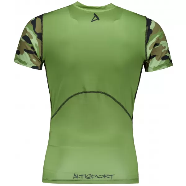  Tricou de compresie funcțional premium cu mâneci scurte pentru bărbați ALTISPORT VOJ/ALM038TR04 VERDE/KAKI 