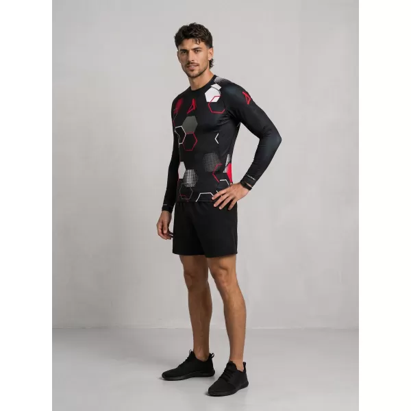  Tricou de compresie funcțional premium pentru bărbați ALTISPORT VOJ/ALM037TR03 NEGRU ȘI ROȘU 