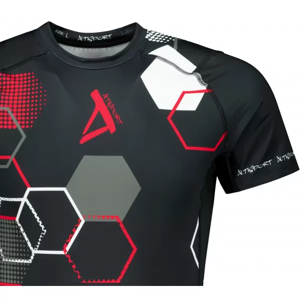  Tricou de compresie funcțional premium cu mâneci scurte pentru bărbați ALTISPORT VOJ/ALM037TR04 NEGRU ȘI ROȘU 