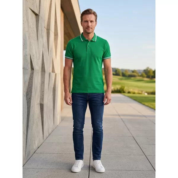  Tricou pentru bărbați cu guler ALTISPORT NoPrint NP/ALM912 VERDE MEDIU 