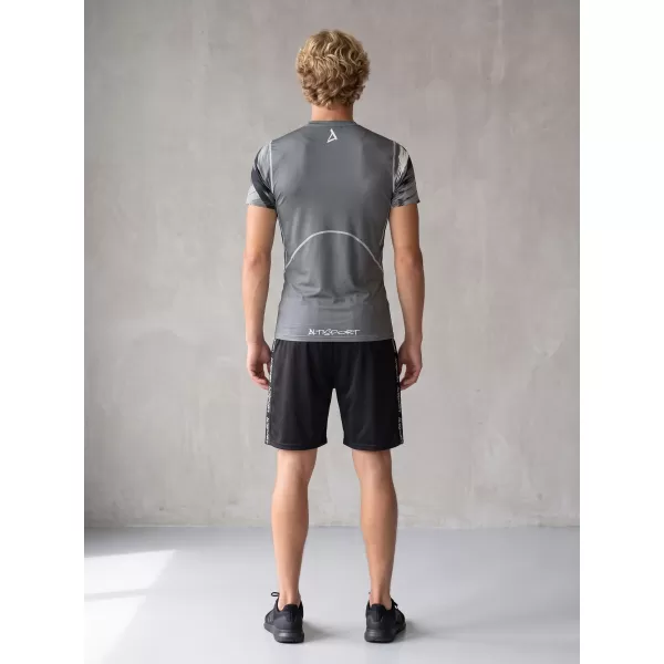  Tricou de compresie funcțional premium cu mâneci scurte pentru bărbați ALTISPORT VOJ/ALM039TR04 GRI 