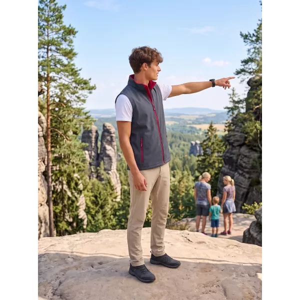  Vestă softshell pentru bărbați ALTISPORT NoPrint NP/ALM8211NJ FIER GRI/ROSU 