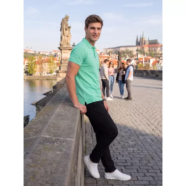  Tricou pentru bărbați cu guler ALTISPORT NoPrint NP/ALM302 MENTĂ 
