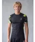 Tricou de compresie funcțional premium cu mâneci scurte pentru bărbați ALTISPORT VOJ/ALM039TR04 NEGRU ȘI GALBEN