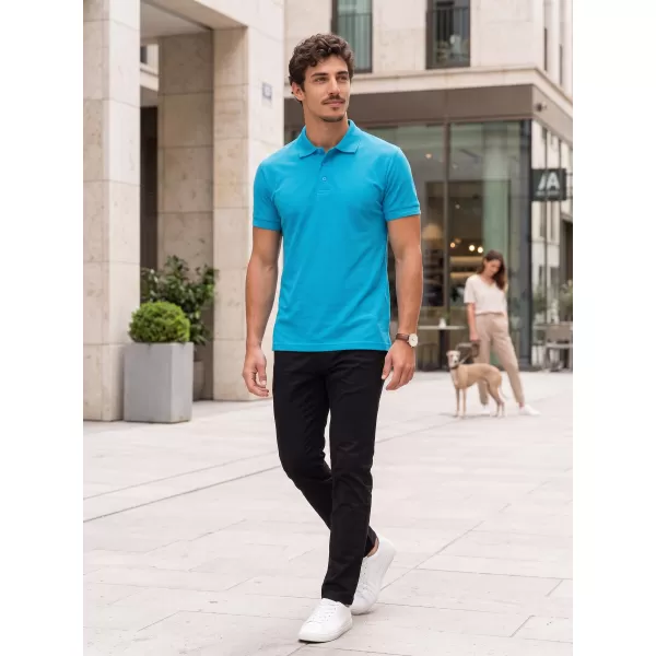  Tricou pentru bărbați cu guler ALTISPORT NoPrint NP/ALM302 TURCOAZ 