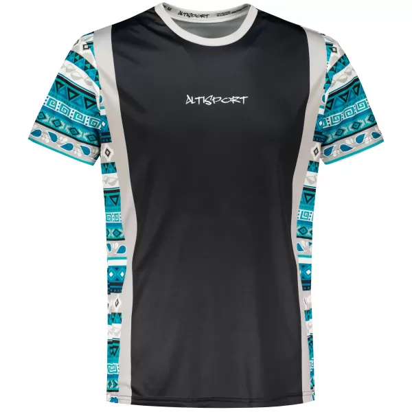  Tricou funcțional premium pentru bărbați ALTISPORT VOJ/ALM043TR01 NEGRU ȘI ALBASTRU 