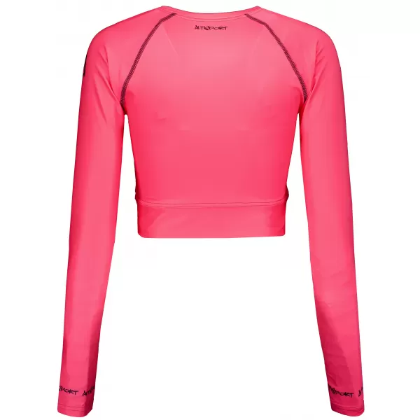  Crop top funcțional premium pentru femei, cu mâneci lungi ALTISPORT VOJ/ALW000TR04 ROZ FLUO 