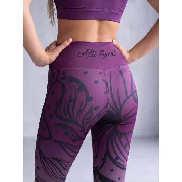  Jambiere funcționale lungi premium de damă ALTISPORT VOJ/ALW045LEG01 VIOLET/NEGRU 