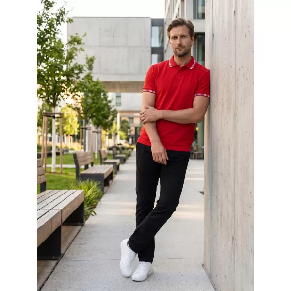  Tricou pentru bărbați cu guler ALTISPORT NoPrint NP/ALM912 ROȘU 