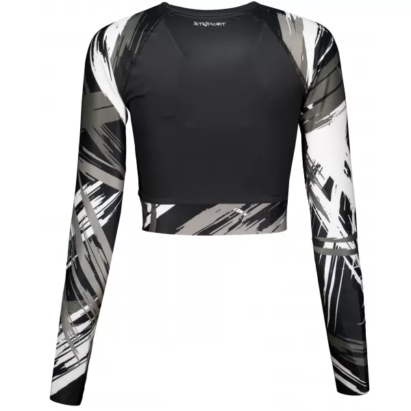  Crop top funcțional premium pentru femei, cu mâneci lungi ALTISPORT VOJ/ALW039TR04 ALB NEGRU 