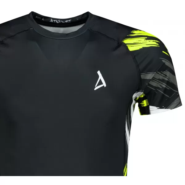  Tricou de compresie funcțional premium cu mâneci scurte pentru bărbați ALTISPORT VOJ/ALM039TR04 NEGRU ȘI GALBEN 