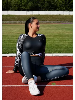 Crop top funcțional premium pentru femei, cu mâneci lungi ALTISPORT VOJ/ALW039TR04 ALB NEGRU