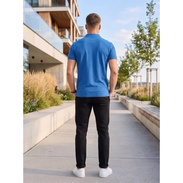  Tricou pentru bărbați cu guler ALTISPORT NoPrint NP/ALM302 ALBASTRU AZUR 