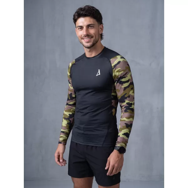  Compresia funcțională a bărbaților T -thirt premium ALTISPORT VOJ/ALM038TR03 NEGRU -GREEN 