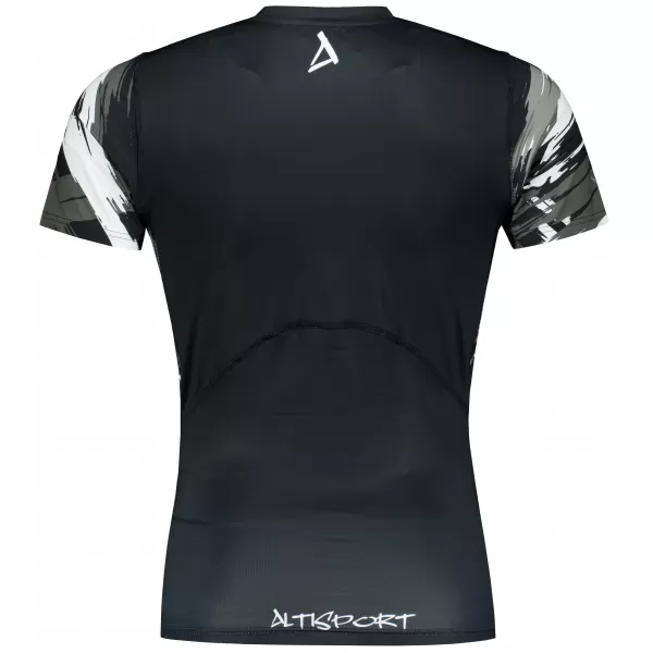  Tricou de compresie funcțional premium cu mâneci scurte pentru bărbați ALTISPORT VOJ/ALM039TR04 ALB-NEGRU 