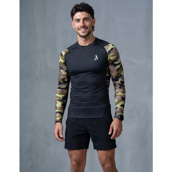  Compresia funcțională a bărbaților T -thirt premium ALTISPORT VOJ/ALM038TR03 NEGRU -GREEN 