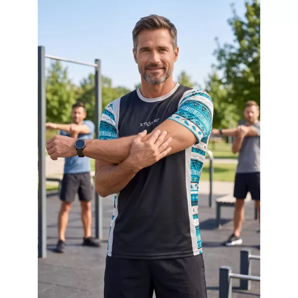  Tricou funcțional premium pentru bărbați ALTISPORT VOJ/ALM043TR01 NEGRU ȘI ALBASTRU 