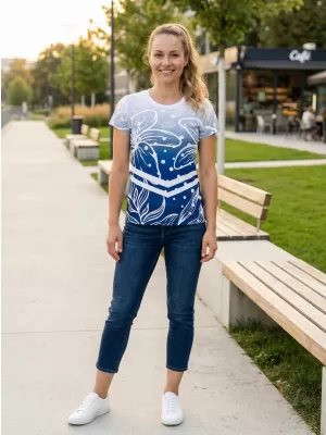 Tricou funcțional premium pentru femei ALTISPORT VOJ/ALW045TR01 BLEUMARIN/ALB