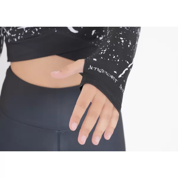  Crop top funcțional premium pentru femei, cu mâneci lungi ALTISPORT VOJ/ALW034TR04 NEGRU 