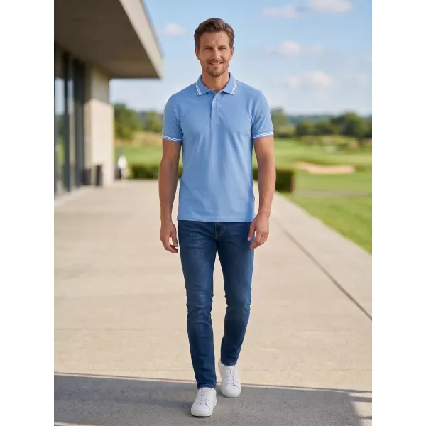  Tricou pentru bărbați cu guler ALTISPORT NoPrint NP/ALM912 CER ALBASTRU 