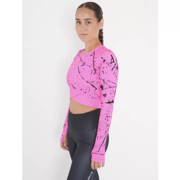  Crop top funcțional premium pentru femei, cu mâneci lungi ALTISPORT VOJ/ALW034TR04 ROZ FLUO 