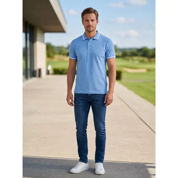  Tricou pentru bărbați cu guler ALTISPORT NoPrint NP/ALM912 CER ALBASTRU 