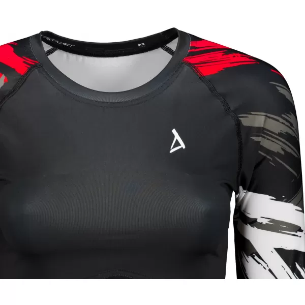  Crop top funcțional premium pentru femei, cu mâneci lungi ALTISPORT VOJ/ALW039TR04 NEGRU/ROSU 