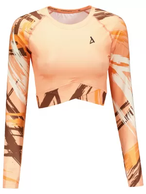 Crop top funcțional premium pentru femei, cu mâneci lungi ALTISPORT VOJ/ALW039TR04 PORTOCALE