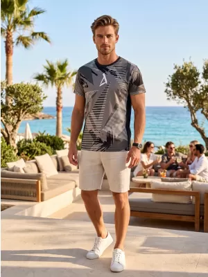 Tricou funcțional premium pentru bărbați ALTISPORT VOJ/ALM044TR01 ALB-NEGRU