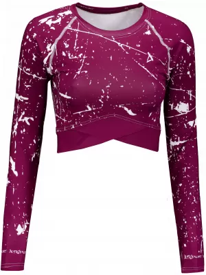 Crop top funcțional premium pentru femei, cu mâneci lungi ALTISPORT VOJ/ALW034TR04 FUCSIE