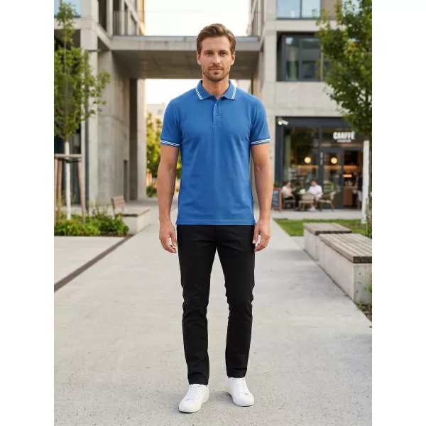  Tricou pentru bărbați cu guler ALTISPORT NoPrint NP/ALM912 ALBASTRU AZUR 