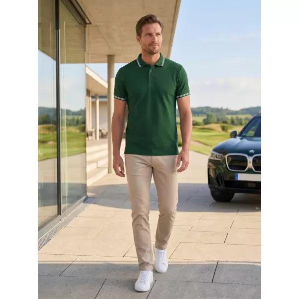  Tricou pentru bărbați cu guler ALTISPORT NoPrint NP/ALM912 VERDE INCHIS 