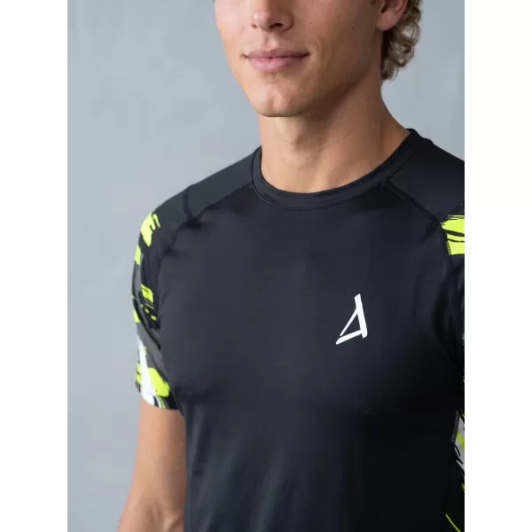  Tricou de compresie funcțional premium cu mâneci scurte pentru bărbați ALTISPORT VOJ/ALM039TR04 NEGRU ȘI GALBEN 