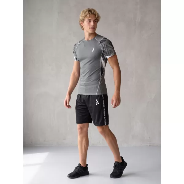  Tricou de compresie funcțional premium cu mâneci scurte pentru bărbați ALTISPORT VOJ/ALM039TR04 GRI 