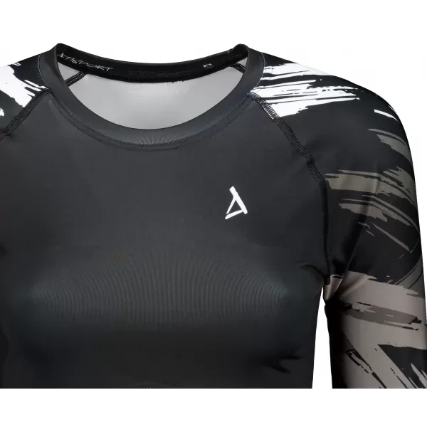  Crop top funcțional premium pentru femei, cu mâneci lungi ALTISPORT VOJ/ALW039TR04 ALB NEGRU 