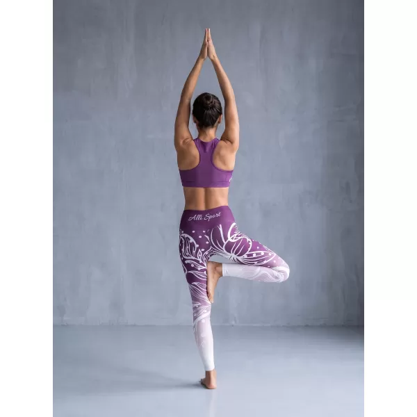  Jambiere funcționale lungi premium de damă ALTISPORT VOJ/ALW045LEG01 VIOLET/ALB 