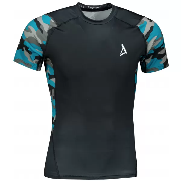  Tricou de compresie funcțional premium cu mâneci scurte pentru bărbați ALTISPORT VOJ/ALM038TR04 KEROSEN/NEGRU 