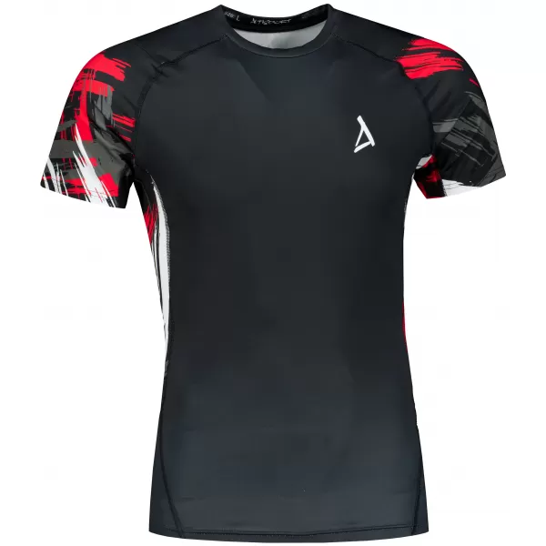  Tricou de compresie funcțional premium cu mâneci scurte pentru bărbați ALTISPORT VOJ/ALM039TR04 NEGRU ȘI ROȘU 