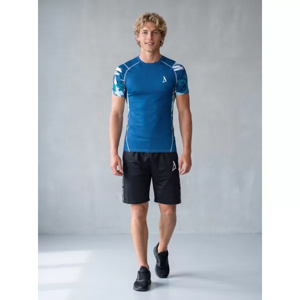  Tricou de compresie funcțional premium cu mâneci scurte pentru bărbați ALTISPORT VOJ/ALM039TR04 ALBASTRU MARIN 