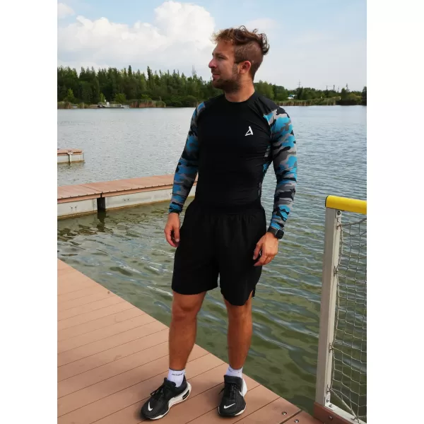  Compresia funcțională a bărbaților T -thirt premium ALTISPORT VOJ/ALM038TR03 KEROSEN/NEGRU 