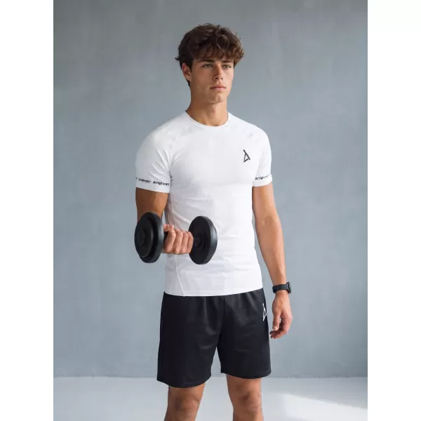  Tricou de compresie funcțional premium cu mâneci scurte pentru bărbați ALTISPORT VOJ/ALM000TR04 ALB 
