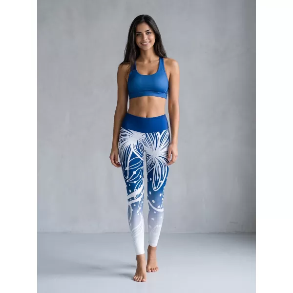  Jambiere funcționale lungi premium de damă ALTISPORT VOJ/ALW045LEG01 BLEUMARIN/ALB 