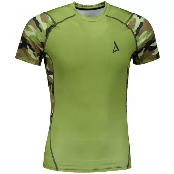  Tricou de compresie funcțional premium cu mâneci scurte pentru bărbați ALTISPORT VOJ/ALM038TR04 VERDE/KAKI 
